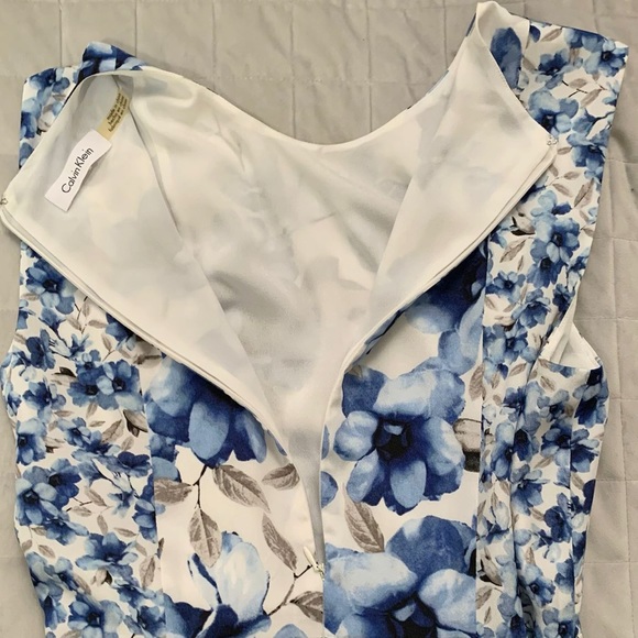 Calvin Klein Sleeveless Belted Handkerchief Floral Dress size 6 - Picture 7 of 11